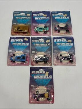 Lot of 7 Lidco Super Wheels Vintage Die Cast Metal Cars NOS Sealed On Card